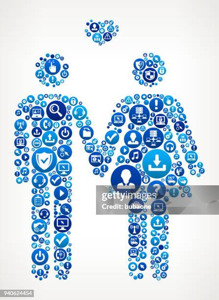 couple in love holding hands computer tech support - couple thinking white background stock illustrations
