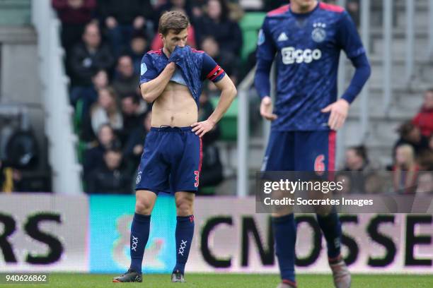 Joel Veltman of Ajax during the Dutch Eredivisie match between FC Groningen v Ajax at the NoordLease Stadium on April 1, 2018 in Groningen Netherlands