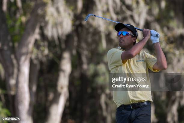 Ryan McCormick plays his shot from the 17th tee during the third round of the Web.com Tour's Savannah Golf Championship at the Landings Club Deer...