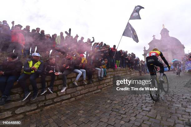 Oliver Naesen of Belgium and Team AG2R La Mondiale / Wall of Geraardsbergen / De Muur / Fans / Public / during the 102nd Tour of Flanders 2018 -...