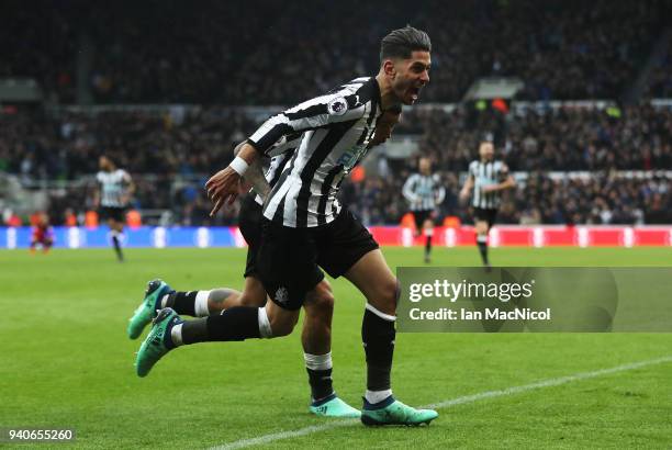 Ayoze Perze of Newcastle United celebrates after scoring the only goal of the game during the Premier League match between Newcastle United and...