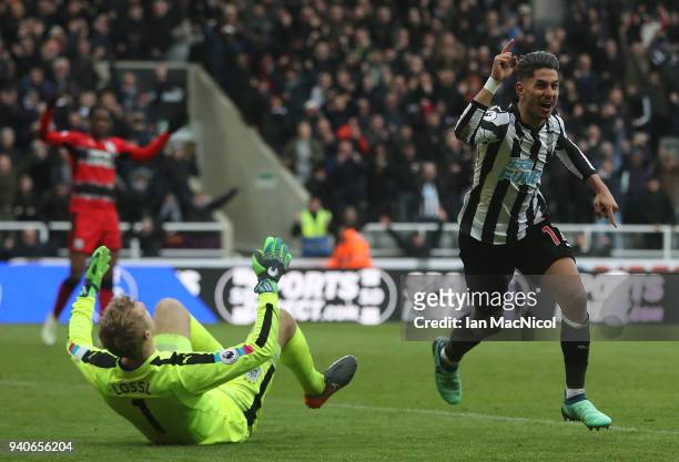 Ayoze Perze of Newcastle United celebrates after scoring the only goal of the game during the Premier League match between Newcastle United and...
