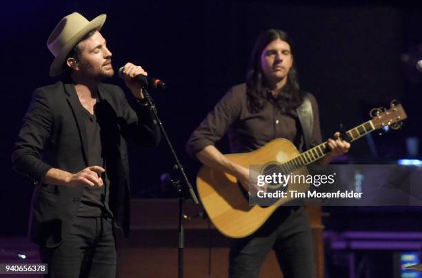 Scott Avett and Seth Avett of The Avett Brothers perform at The Sacramento Community Theater on March 30, 2018 in Sacramento, California.