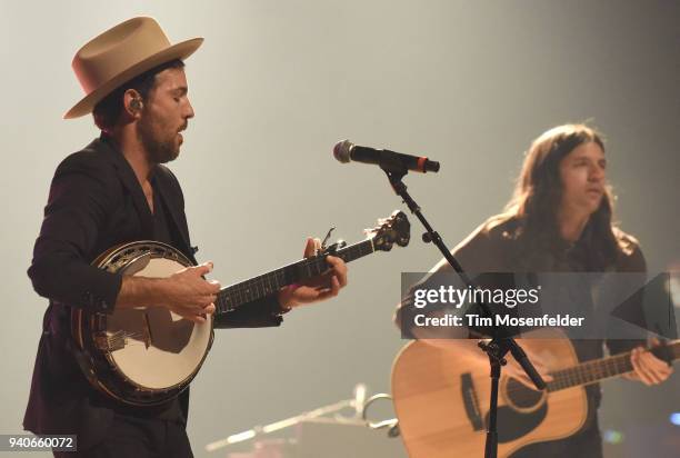 Scott Avett and Seth Avett of The Avett Brothers perform at The Sacramento Community Theater on March 30, 2018 in Sacramento, California.