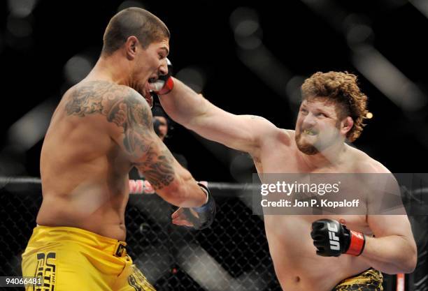 Fighter Brendan Schaub battles UFC fighter Roy Nelson during their Heavyweight Finale fight at The Ultimate Fighter Season 10 Finale on December 5,...