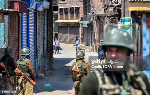 Kashmiri protesters clashes with Indian policemen in Srinagar, Indian administered Kashmir. Eight suspected militants and 2 Indian army men have been...