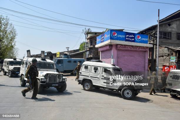 Indian police chase Kashmiri protesters during clashes in Srinagar, Indian administered Kashmir. Eight suspected militants and 2 Indian army men have...