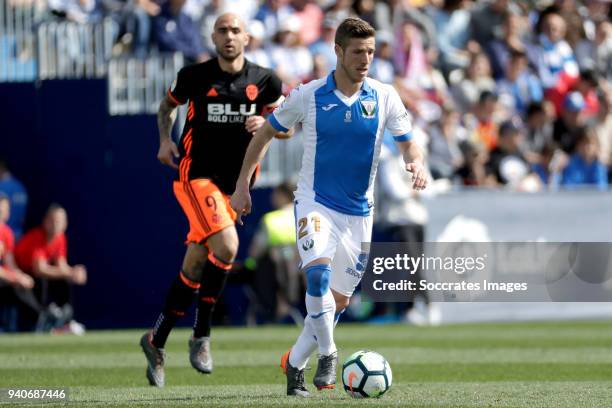 Ruben Perez of Leganes during the La Liga Santander match between Leganes v Valencia at the Estadio Municipal de Butarque on April 1, 2018 in Madrid...