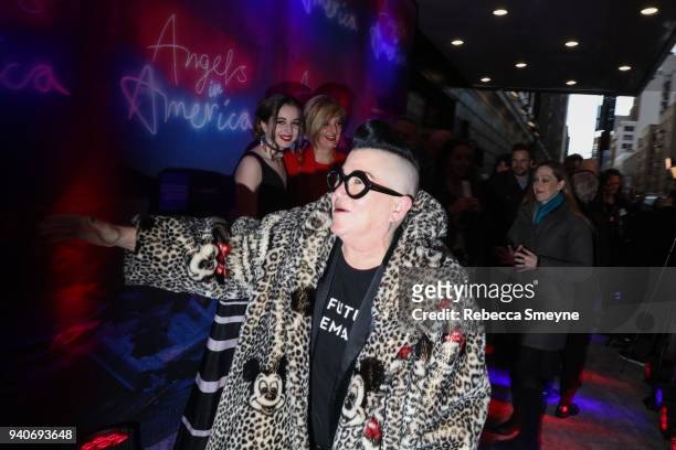 DeLaria arrives on the red carpet before Act II at the premiere of the revival of Angels in America at Neil Simon Theater on March 25, 2018 in New...