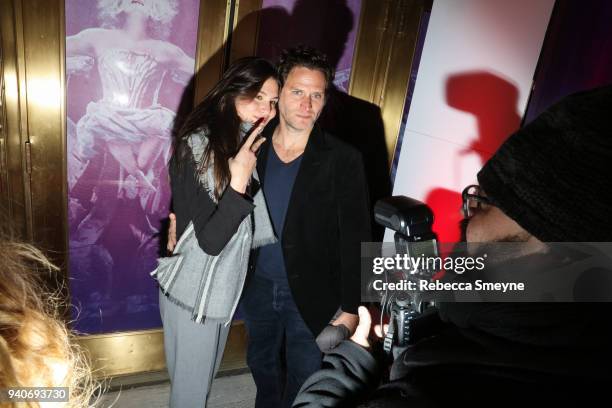 Phillipa Soo and Steven Pasquale pose on the red carpet before Act II at the premiere of the revival of Angels in America at Neil Simon Theater on...
