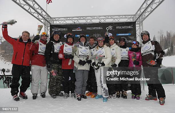 Heidi Voekler's team poses after winning the Pro-Am Ski Race at Juma Entertainment's 18th Deer Valley Celebrity Skifest at on December 5, 2009 in...