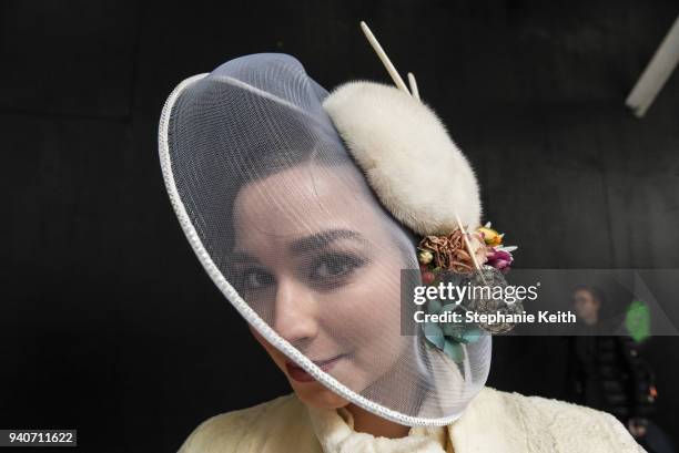 Woman wears an Easter bonnet while participating in the annual Easter parade along 5th Ave. On April 1, 2018 in New York City. Dating back to the...