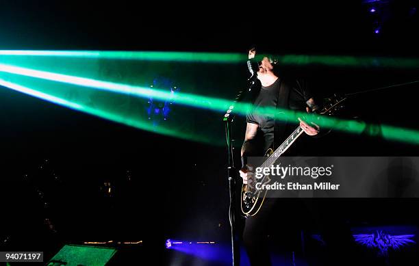 Metallica singer/guitarist James Hetfield performs during a sold-out concert at the Mandalay Bay Events Center December 5, 2009 in Las Vegas, Nevada....