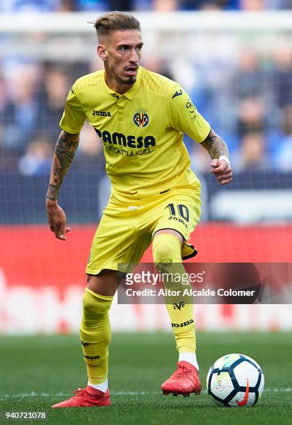 Samuel Castillejo of Villarreal CF in action during the La Liga match between Malaga and Villarreal at Estadio La Rosaleda on April 1, 2018 in...