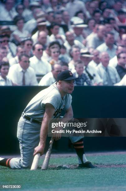 Harvey Kuenn of the Detroit Tigers waits in the on-deck circle during an MLB game against the Boston Red Sox on June 22, 1955 at Fenway Park in...