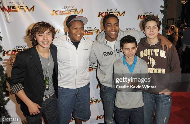 Actors Jansen Panettiere, Kyle Massey, Chris Massey, Moises Arias and Jake T. Austin arrive at KIIS FM's Jingle Ball at Nokia Theater on December 5,...