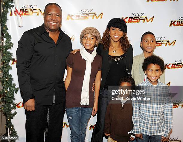 Former NFL player Rodney Peete , his daughter Ryan Elizabeth, wife Holly Robinson Peete, sons Rodney James, Roman and Robinson arrive at KIIS FM's...