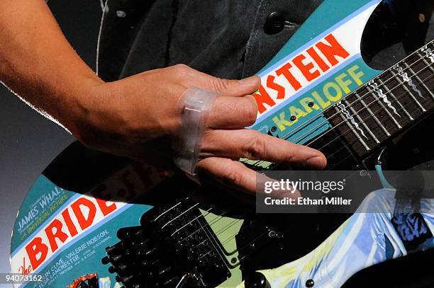 Metallica guitarist Kirk Hammett performs during a sold-out concert at the Mandalay Bay Events Center December 5, 2009 in Las Vegas, Nevada. The band...