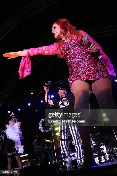 Kate Pierson of The B52's performs on stage at A Day on the Green at The Sandalford Winery on December 6, 2009 in Perth, Australia.