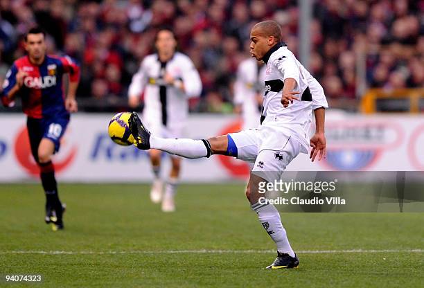 Jonathan Biabiany of Parma FC controls the ball during the Serie A match between Genoa and Parma at Stadio Luigi Ferraris on December 6, 2009 in...