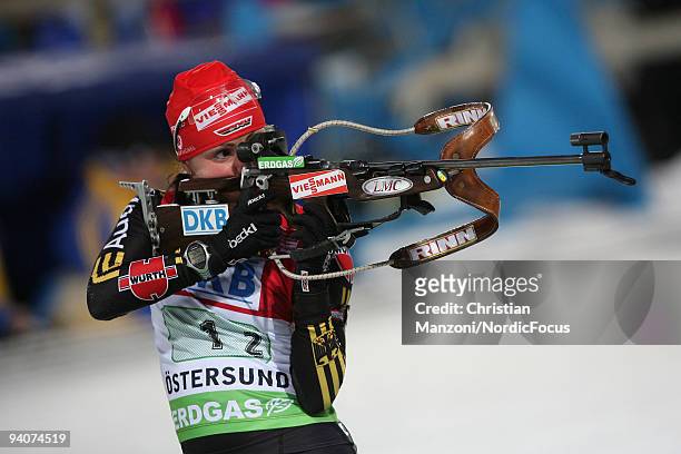 Andrea Henkel of Germany during the Women's 4x6 km Relay in the E.ON Ruhrgas IBU Biathlon World Cup on December 6, 2009 in Ostersund, Sweden.