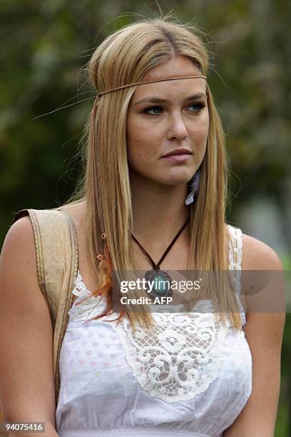 Israeli supermodel Bar Refaeli poses during a photo session on December 6, 2009 for a new campaign for the Israeli fashion house Fox at the northern...