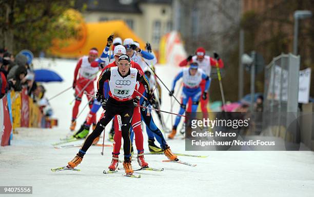 Tim Tscharnke of Germany leading during the Men's Team Sprint Final in the FIS Cross Country World Cup on December 6, 2009 in Duesseldorf, Germany.