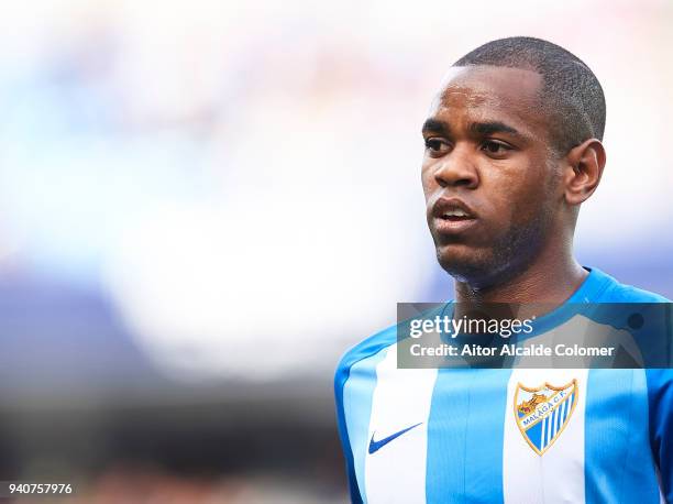 Diego Rolan of Malaga CF looks on during the La Liga match between Malaga and Villarreal at Estadio La Rosaleda on April 1, 2018 in Malaga, Spain.