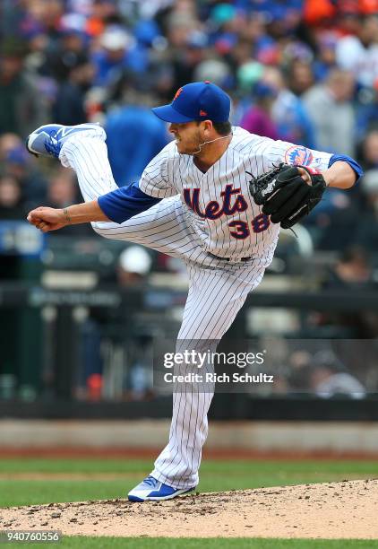 Anthony Swarzak of the New York Mets in action during a game against the St. Louis Cardinals at Citi Field on March 29, 2018 in the Flushing...