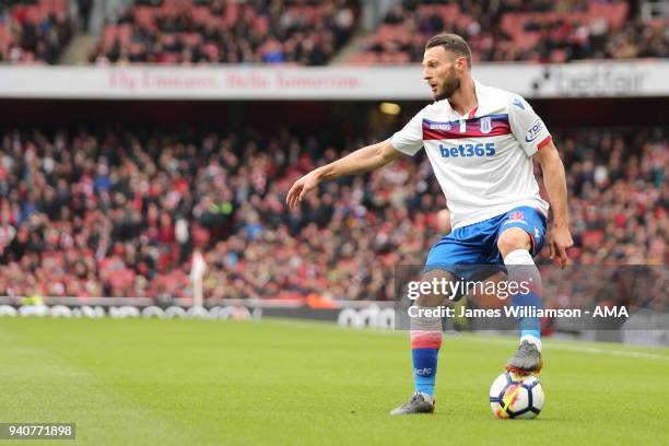 Erik Pieters of Stoke City during the Premier League match between Arsenal and Stoke City at Emirates Stadium on April 1, 2018 in London, England.