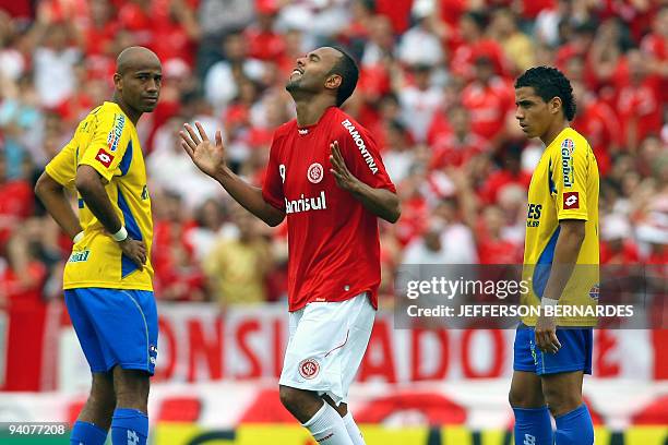 Internacional's Alecsandro celebrates after scoring a goal against Santo Andre in Brazilian Championship Serie A, at Beira Rio Stadium on December 6,...