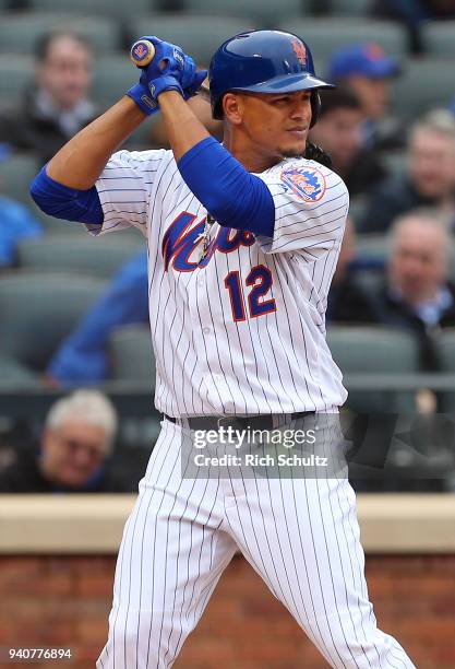 Juan Lagares of the New York Mets in action during a game against the St. Louis Cardinals at Citi Field on March 29, 2018 in the Flushing...