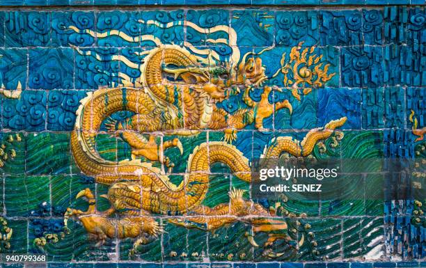 nine-dragon wall, datong city, shanxi province, china, asia - shanxi province north east china stock pictures, royalty-free photos & images