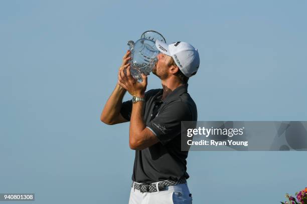 Sam Burns poses for photos with the trophy during the final round of the Web.com Tour's Savannah Golf Championship at the Landings Club Deer Creek...