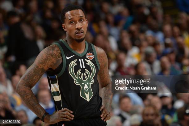 Brandon Jennings of the Milwaukee Bucks looks on during the game against the Golden State Warriors on March 29, 2018 at ORACLE Arena in Oakland,...