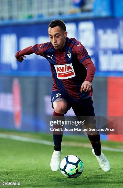 Fabian Orellana of SD Eibar controls the ball during the La Liga match between SD Eibar and Real Sociedad de Futbol at Estadio Municipal de Ipurua on...