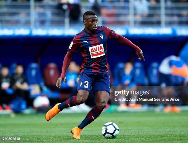 Papakouli Diop of SD Eibar controls the ball during the La Liga match between SD Eibar and Real Sociedad de Futbol at Estadio Municipal de Ipurua on...