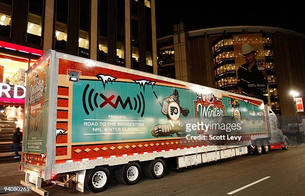 The Winter Classic truck is stationed outside of the arena prior to the New York Rangers game versus the Detroit Red Wings on December 6, 2009 at...