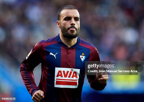 Pedro Leon of SD Eibar reacts during the La Liga match between SD Eibar and Real Sociedad de Futbol at Estadio Municipal de Ipurua on April 1, 2018...