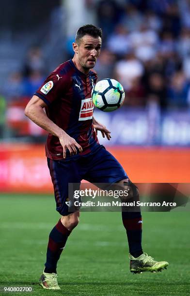 Kike Garcia of SD Eibar controls the ball during the La Liga match between SD Eibar and Real Sociedad de Futbol at Estadio Municipal de Ipurua on...