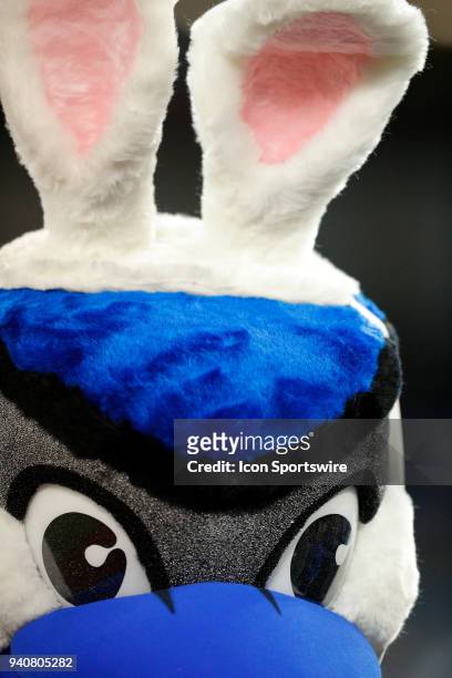 Junior, the Blue Jays pint-sized mascot dons Bunny Ears for Easter during the MLB game between the New York Yankees and the Toronto Blue Jays at...