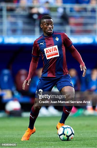 Papakouli Diop of SD Eibar controls the ball during the La Liga match between SD Eibar and Real Sociedad de Futbol at Estadio Municipal de Ipurua on...