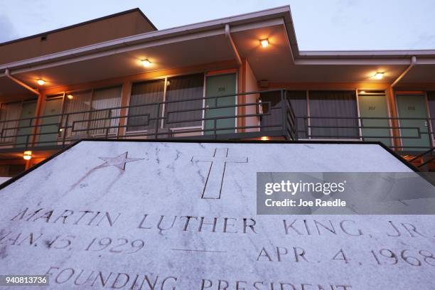 Plaque in honor of Martin Luther King, Jr. Is seen at the Lorraine Motel, where he was murdered, and is now part of the complex of the National Civil...