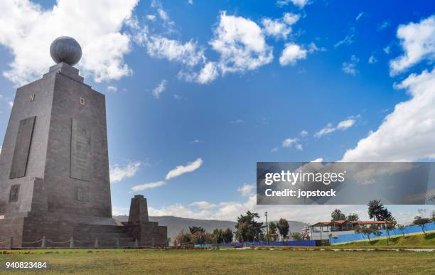 middle of the world monument in quito city, ecuador - equator line stock pictures, royalty-free photos & images