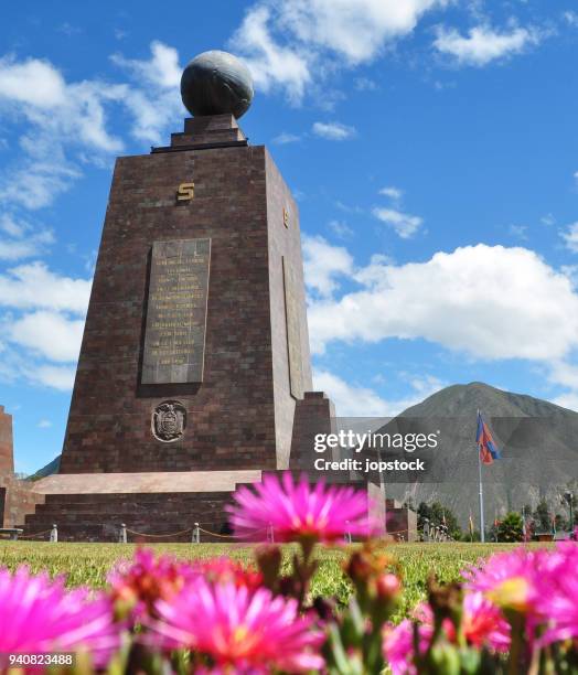 middle of the world monument in quito city, ecuador - equator line stock pictures, royalty-free photos & images