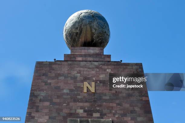 north side of the middle of the world monument in quito city, ecuador - equator line stock pictures, royalty-free photos & images