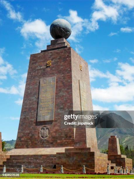 middle of the world monument in quito city, ecuador - equator line stock pictures, royalty-free photos & images