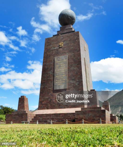 middle of the world monument in quito city, ecuador - equator line stock pictures, royalty-free photos & images