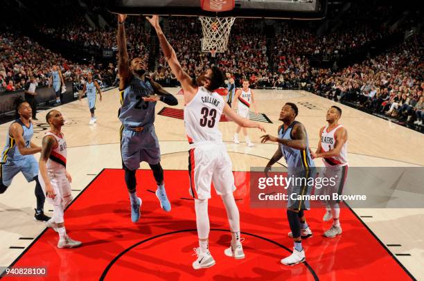 Ben McLemore of the Memphis Grizzlies shoots the ball against the Portland Trail Blazers on April 1, 2018 at the Moda Center Arena in Portland,...