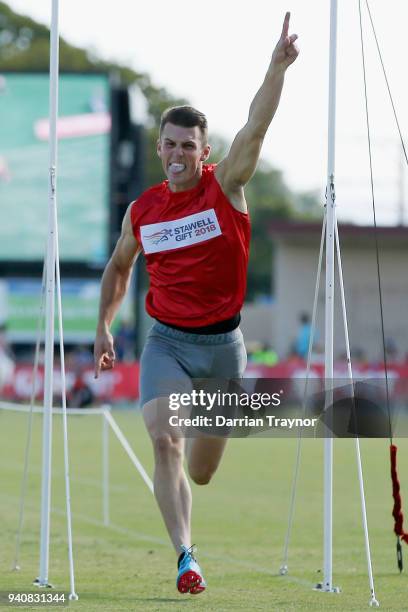 Jacob Despard of Tasmania wins the Stawell Gift on April 2, 2018 in Stawell, Australia.